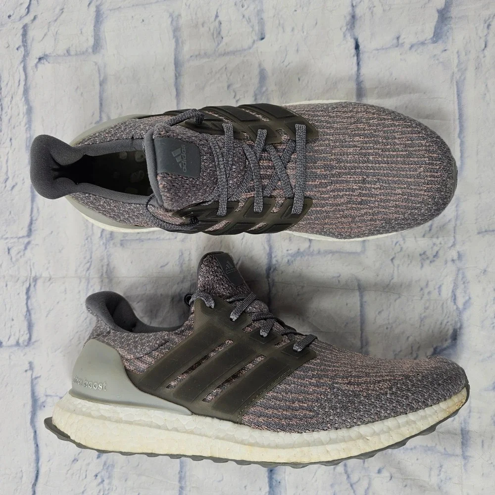 Adidas UltraBoost 3.0 Mens 10 Grey Pink Running Shoes S82022 Primeknit Sneaker